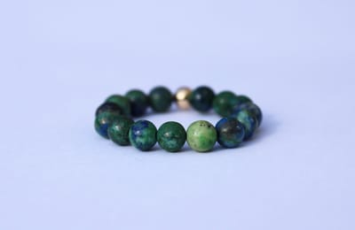 Bixorp Gems Edelsteen Ring van Azuriet + Malachiet - 4mm Kralen Ring - Cadeau voor haar