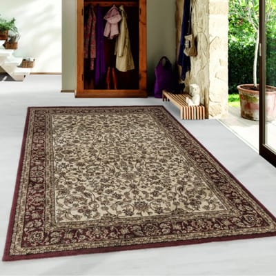 Mokhtar Oosters Klassiek Laagpolig Vloerkleed Rood / Creme- 120x170 CM
