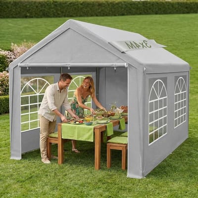 Tuinpaviljoen - Feesttent - Buitenfeest - Waterdicht en winterhard - 3 x 4 meter - Grijs