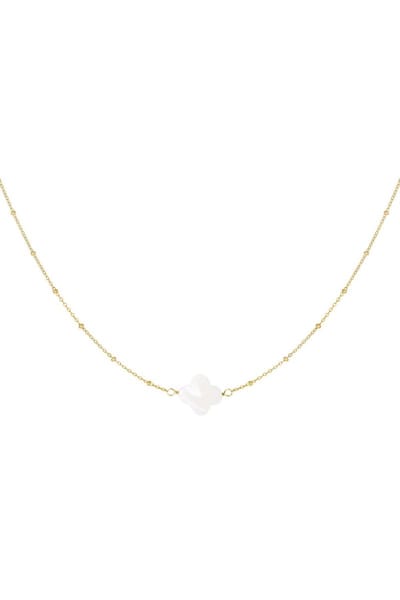 Quya- Yehwang-stainless steel goude ketting met parel