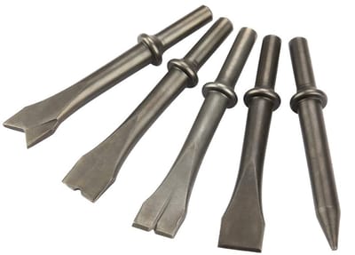Dailygoods- Luchthamerbeitelset 5-delig - Pneumatische Hamerbitset - Omium-molybdeenstaal - Schachtdiameter 10 mm - Lengte 125 mm - Gewicht 474 g - Beitelset