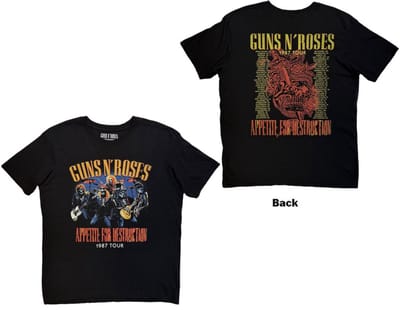 Guns N' Roses - Skeleton 1987 Tour Heren Tshirt - S - Zwart