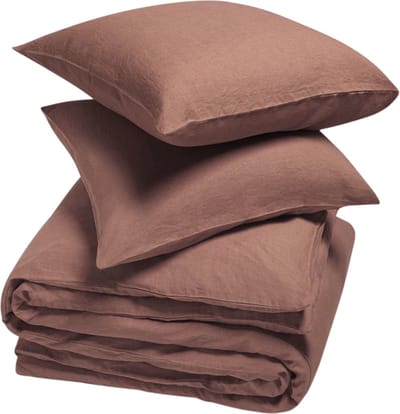 Yumeko dekbedovertrek gewassen linnen klei roze 200x220 + 2/60x70 - Biologisch & ecologisch