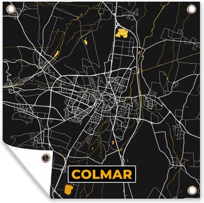 Tuin poster Colmar – Plattegrond – Frankrijk – Kaart – Stadskaart - 200x200 cm - Tuindoek