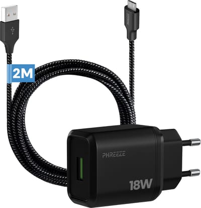 Phreeze usb oplader 15w - Usb naar micro usb kabel 2 meter - 5v 3a usb adapter voor smartphone ereader controller met micro usb poort