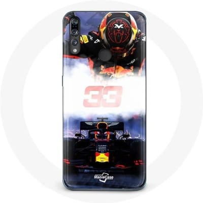 Hoesje voor Huawei p30 lite Formule 1 Max Verstappen F1 driver zwart rood en geel