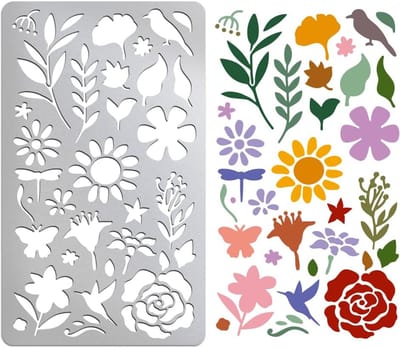 Metalen Sjabloon - Tekensjabloon Bloem - Houtbranden Decoratie - Roestvrij Staal - 17.7 x 10 cm - Zilver