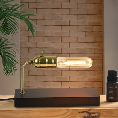 NETTLIFE Tafellamp hout - Antiek Metaal - E27 Fitting - Vintage Nachtlamp met Schakelaar - voor Woonkamer | Slaapkamer | Bed | Kantoor | Hotel - Zonder lichtbron