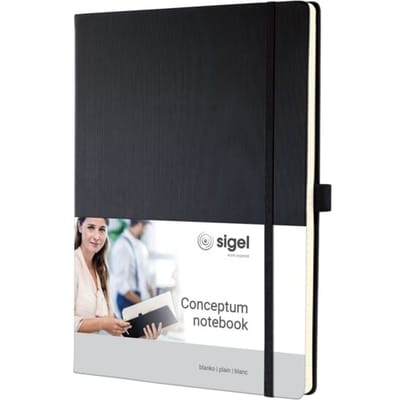Sigel notitieboek - Conceptum Pure - A4 - zwart - hardcover - 194 pagina's - 80 grams - blanco - SI-CO110