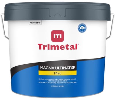 Trimetal Magna Ultimat SF - Kwalitatieve extra matte watergedragen binnen muurverf ( 2 in 1 ) - Kleur RAL 9001 Cremewit - 10 L