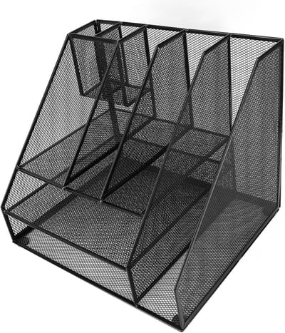 Bureau Organizer - Papieren Brievenbak - Kantoor Bestanden Opslag - 3-Laags Ontwerp - 32 x 27 x 27 cm - Zwart