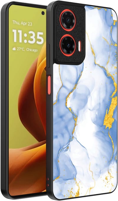 Smartphonica Telefoonhoesje Geschikt voor Motorola Moto G85 / Motorola Edge 50 Fusion met Lichtblauw Goud Marmer Opdruk - TPU Backcover Case Lightblue Gold Marble Design geschikt voor Motorola Edge 50 Fusion;Motorola Moto G85
