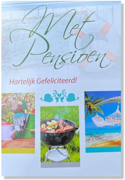 Met Pensioen Wenskaart - 12x17cm - Gevouwen kaart inclusief envelop - Pensioen / Stoppen met werken