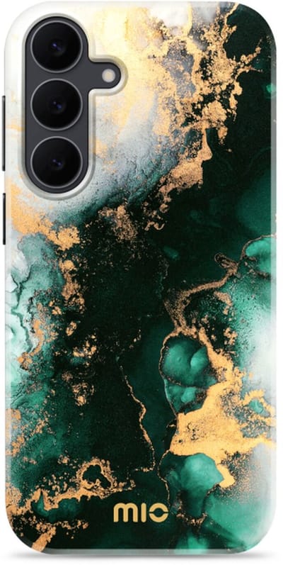 MIO Hoesje Geschikt voor Samsung Galaxy S25 FE - Compatibel met MagSafe / Qi2 - Hard Shell Back Cover Case Green Marble
