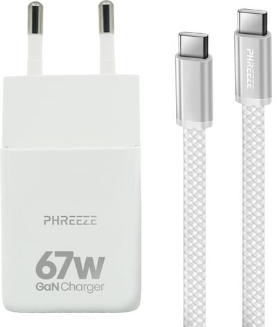 Snellader geschikt voor Xiaomi 67W HyperCharge + USB C Kabel - Oplader geschikt voor Xiaomi telefoon & tablet - USB C Adapter - USB C naar USB C - 1 Meter