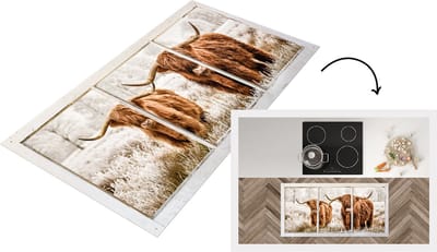 Keukenloper - Loper keuken - Schotse hooglander - Koe - Doorkijk - 120x60 cm - Keukenloper vinyl