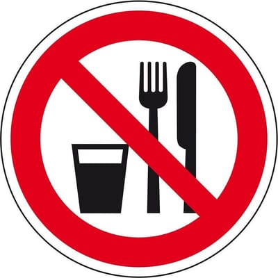 Eten en drinken verboden bord - kunststof 200 mm
