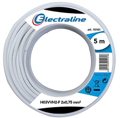 Kabelrol H03 VVH2-F 2 x 0,75 mm² - 5 meter - Wit