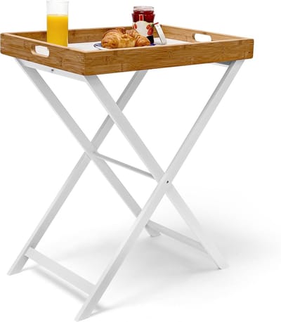 Famanu – Klaptafel met dienblad - HxBxD: ca. 72x60x40 cm - inklapbare bijzettafel - lichtgewicht en stabiel - geschikt voor binnen en buiten - eenvoudig op te bergen - ideaal voor serveren en buffetten