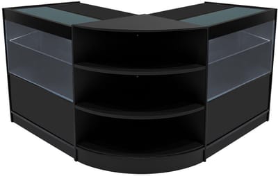 Andromeda led winkel toonbank set - zwart - lm60&c900x2 - gehard glas