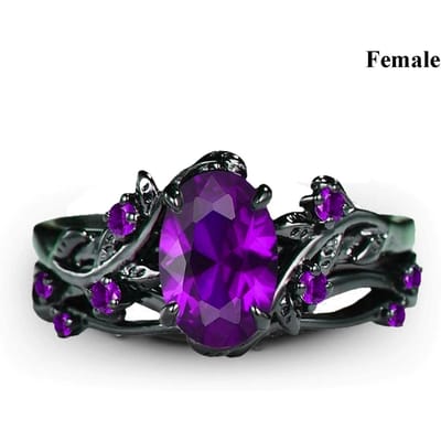 Charm Koppelringen Romantische Dames Paarse Strass Steentjes CZ Ringen Set Trendy Heren Roestvrij Staal Keltische Draak Ringen Bruiloft Sieraden 8 black