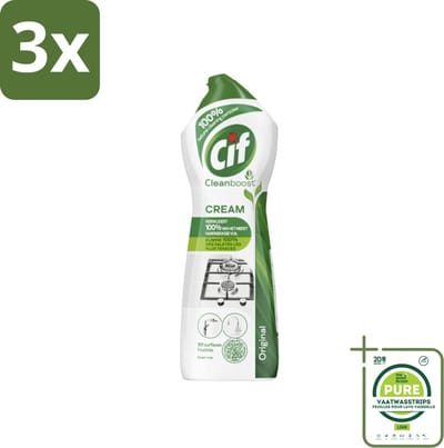 3 x Cif Cleanboost - Original - Poetsmiddel - 750 ml - Grootverpakking - Schoonmaakcrème - Keukenreiniger - Badkamervreiniger - Hardnekkig Vuil - Vlekken Verwijderen
