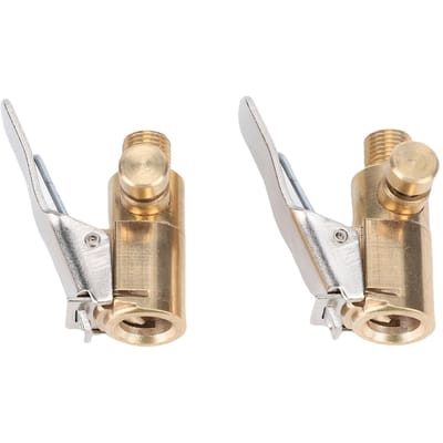 2 STuks Bandenventielklem met Clipadapter Messing Vergrendelende Bandenpomp Slangadapter Anti-Lekkage Clip-on Bandenventielklemmen beige