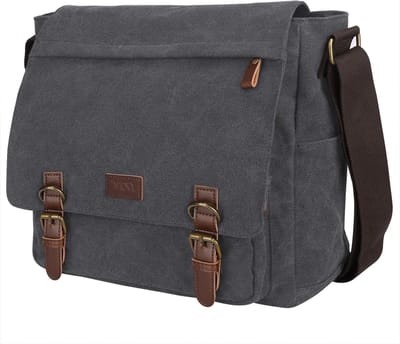 Vintage Canvas Schoudertas voor Laptop van 14-17.3 Inch, Ideaal voor Werk, School en Reizen met Meerdere Vakken