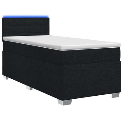 vidaXL - Boxspringbed - met - matras - en - LED - Zwart - 100 - x - 200 - cm - Stof