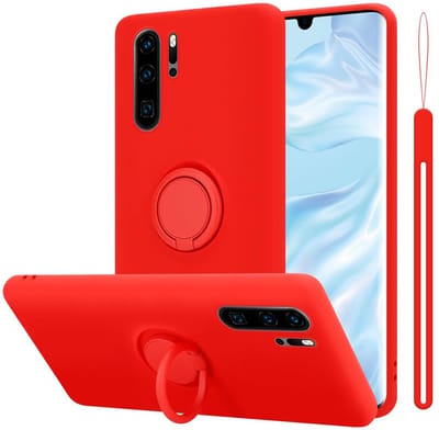 Cadorabo Hoesje geschikt voor Huawei P30 PRO in LIQUID ROOD - Beschermhoes van flexibel TPU silicone Case Cover met ring