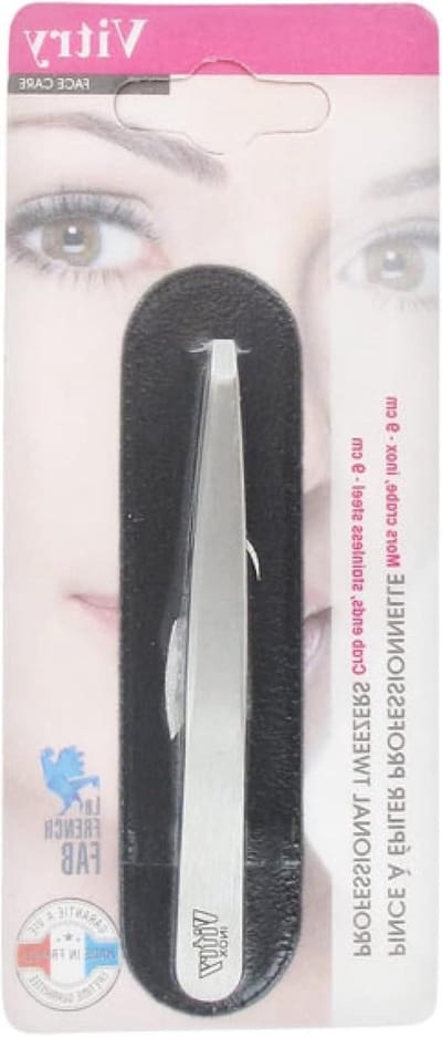 Pincet met schuine punt - Precisie pincet - Nauwkeurig ontharen - Roestvrij staal - 9 cm - Motief kan variëren