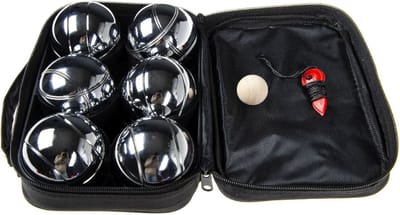 Jeu de Boules set 6 ballen - metaal - diameter 7,2 cm inclusief tas