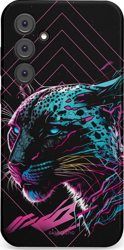 Casetastic hoesje geschikt voor Samsung Galaxy A35 - Dubbellaagse bescherming - Neon Jager - Fashion Case - Zwart Petrol