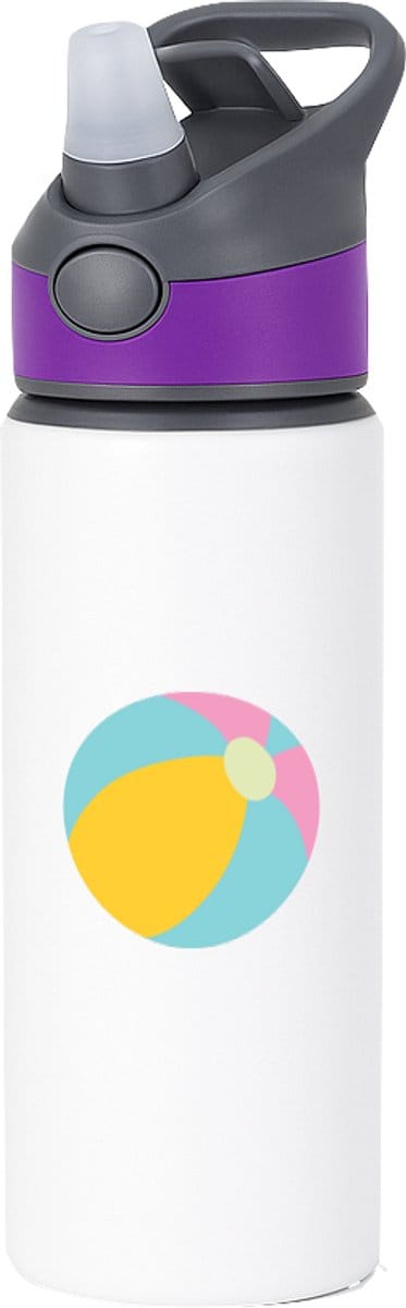 Hacebo® - Strandbal waterfles met rietje paars - Sport - Sporters - Strand - beachbal - volleybal - water fles - 650ML