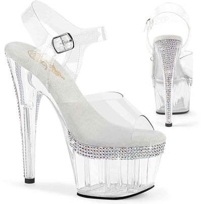 Pleaser - ADORE708PHRS Sandaal met enkelband - US 5 - 35 Shoes - Wit/Transparant