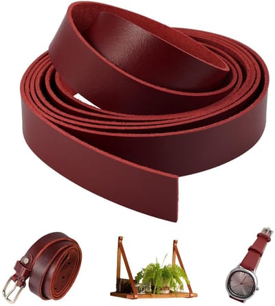Dailygoody - Platte lederen riem - Leren band voor DIY-gordels - 2 cm breed - Duurzaam leer - Sterke lederen strip - Geschikt voor huisdieren en acces...