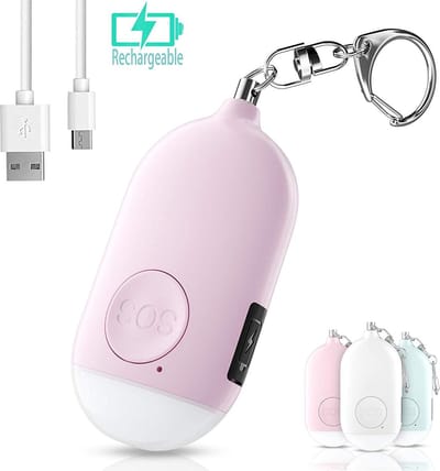 Oplaadbaar Persoonlijk Alarm – Zelfverdediging producten – Zelfverdediging Alarm – sleutelhangers – Alarm Persoonlijk – Alarm sleutelhanger – Oplaadbare Zaklamp Led