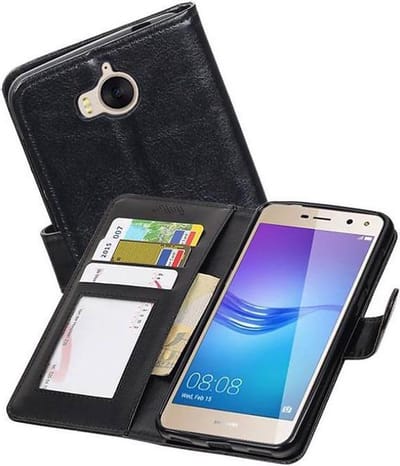Hoesje Geschikt voor Huawei Y5II - Portemonnee Hoesje Booktype Wallet Case Zwart