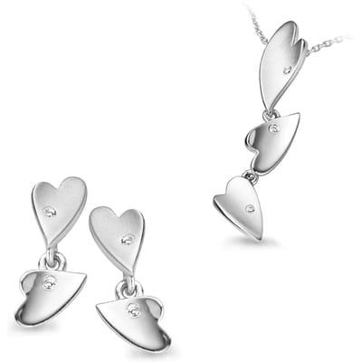 Orphelia Dames 925 Sterling Zilver Set: Ketting-Hanger + Oorbellen - Zilver SET-5011
