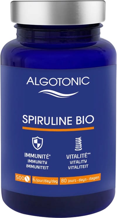 100% Pure Organische Spirulina Tabletten - Voedingssupplement - 500 Tabletten - 80 Dagen Kuur - Natuurlijk