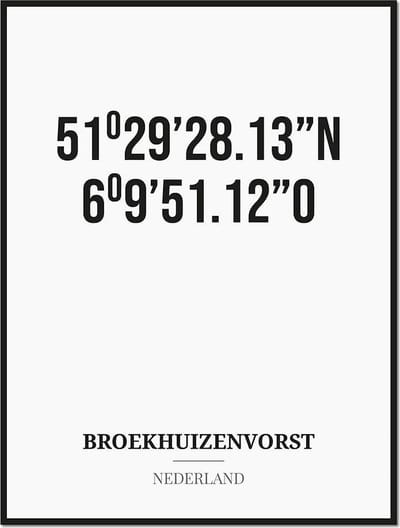 Poster/kaart BROEKHUIZENVORST met coördinaten