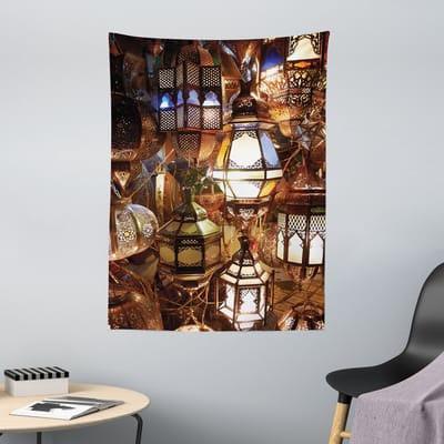 ABAKUHAUS Marokkaans wandtapijt, Avondlantaarn, 110 x 150 cm, groen