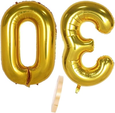 Opblaasbare Gouden Folieballon Cijfer 30 - 2 Stuks, 100 cm - Perfect voor Verjaardagsfeest en Decoratie