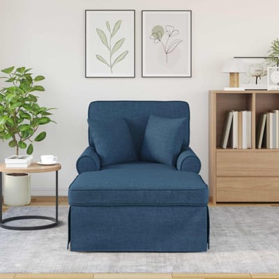 vidaXL - Chaise - Lounge - met - Rok - 3 - st - Blauw - Stof - 91 - x - 157 - x - 91 - cm