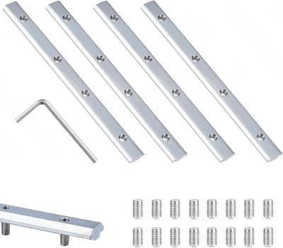 Verbindingsstukken Aluminium Profiel - Profielconnector Stangprofiel - Profielen Verbinden - Koolstofstaal Materiaal - 4 Stuks - Zilver