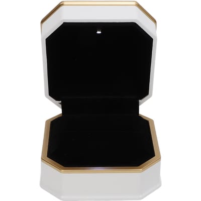 Boîte à Anneau Lumineuse LED Présentoir Élégant de Luxe en Velours pour la Saint-Valentin Blanc white