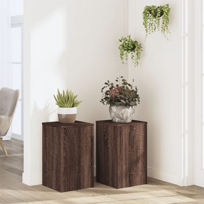 vidaXL - Plantenstandaards - 2 - st - 30x30x50 - cm - bewerkt - hout - bruin - eiken