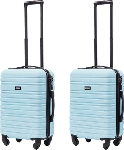 BlockTravel® Kofferset 2 Delig - Koffer met Wielen - Reiskoffer Handbagage - Handbagage Trolley - Valies Set - 39 Liter - Inbouw TSA Slot - Afneembare 360º Wielen - Lichtgewicht ABS - Licht Blauw