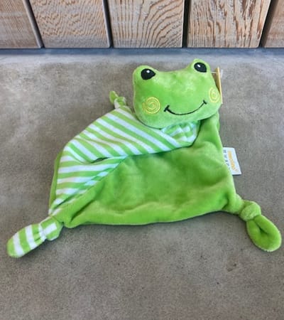 Knuffeldoekje kikker 25x25 cm - baby knuffeldoekje kikker - groen wit