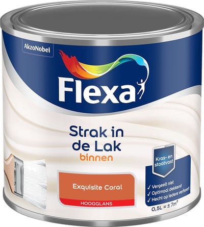 Flexa - Strak In De Lak Binnenlak Hoogglans - Exquisite Coral - Mengverf - 500 Ml